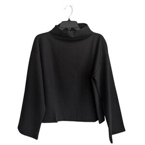 Eileen Fisher black lightweight ponte funnel neck top. Boxy fit. NWT. Size S.